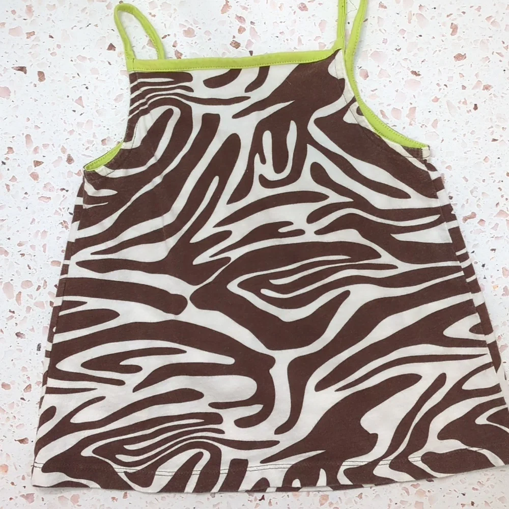 Carter's | Chocolate Brown Animal Print Camisole Narrow Kiwi Straps | 4T